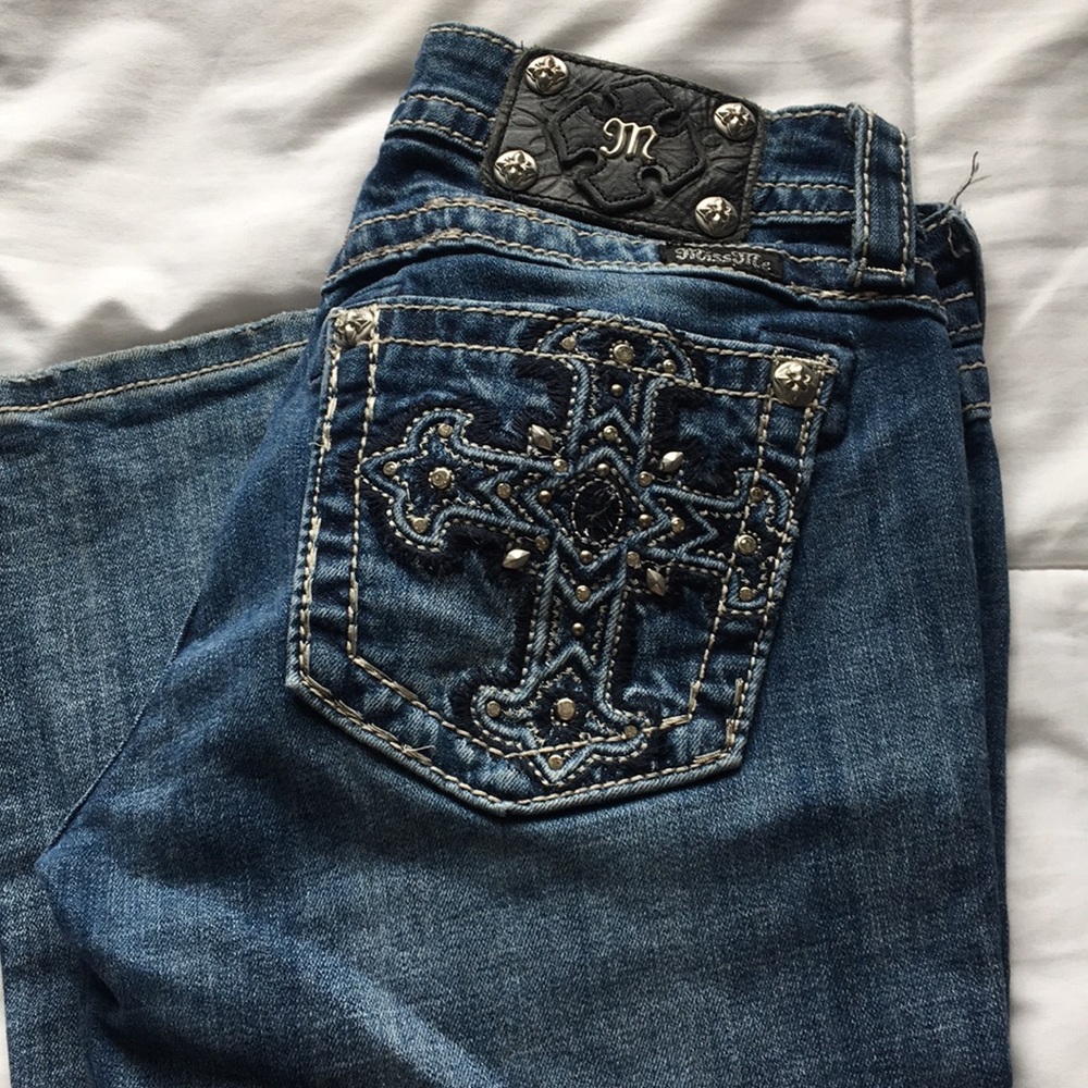 Miss Me medium wash boot cut jeans!